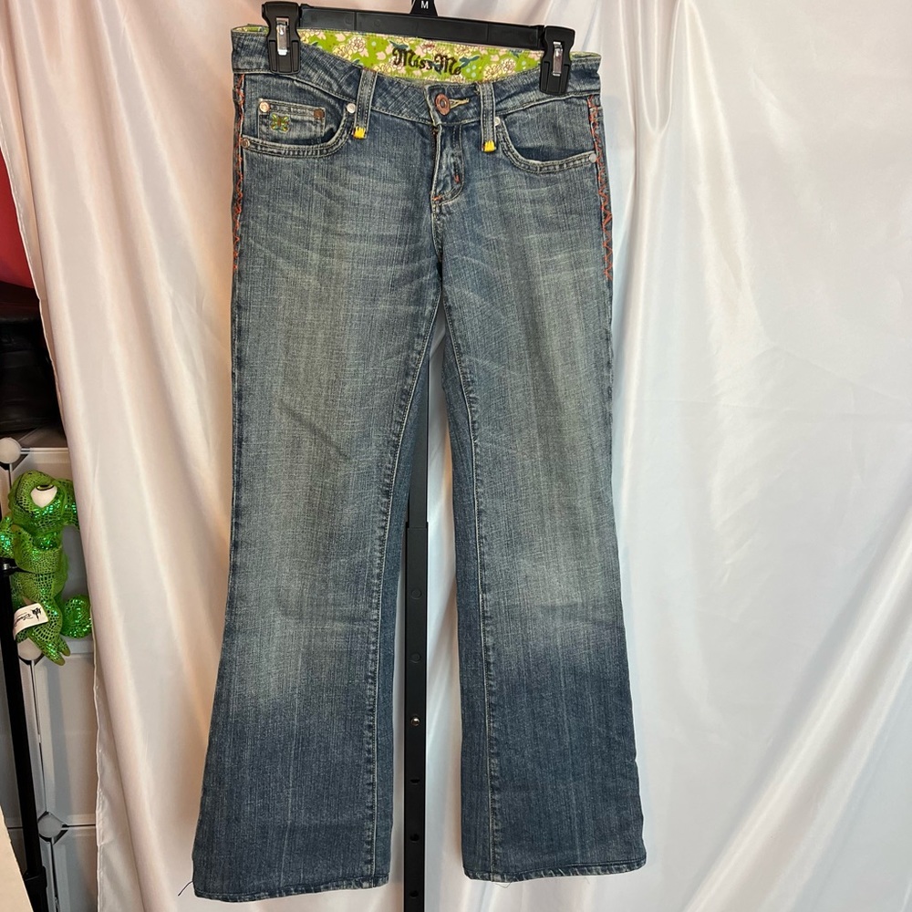 Miss Me Vintage Embroidered Butterfly Boot Cut Jeans, size 26